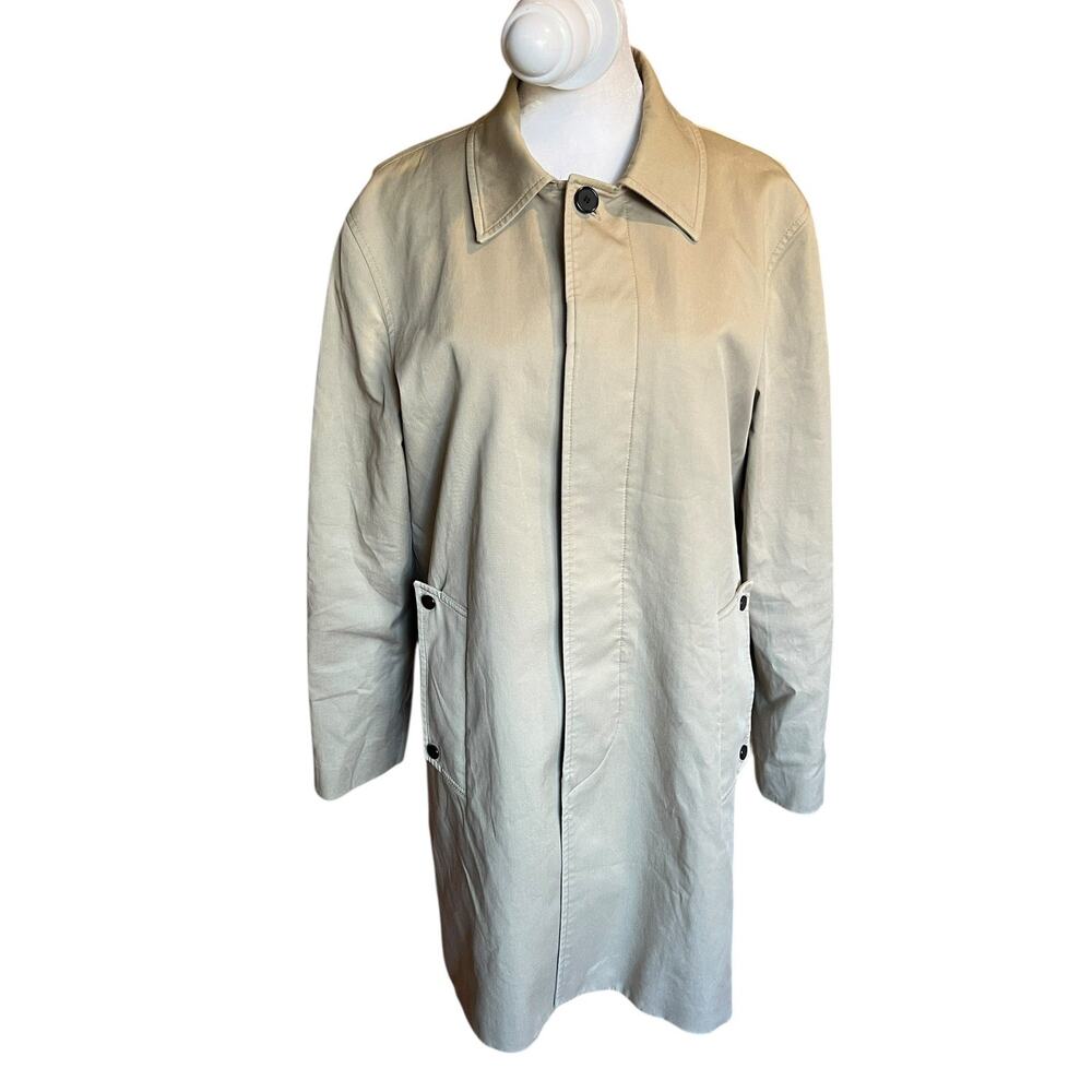 Sandro Paris Mens trench Coat M Marine tan 100% cotton Button